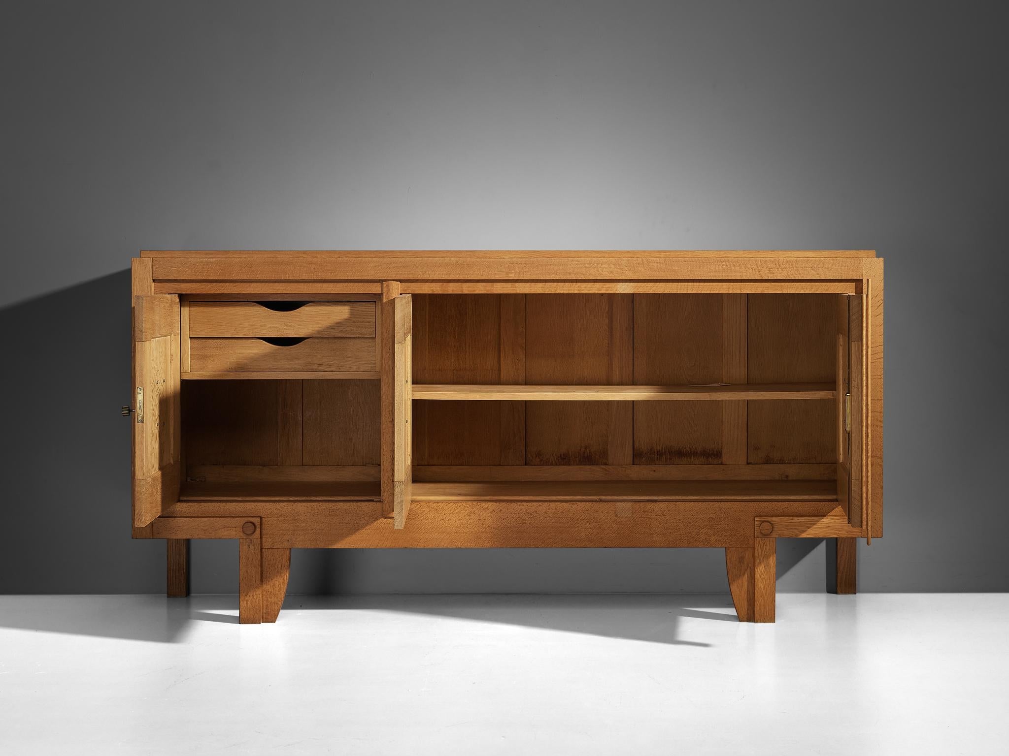 Robert Guillerme Sideboard in Solid Oak and Ceramic 1940s