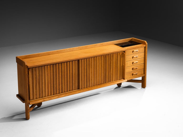 Guillerme & Chambron Sideboard in Solid Oak and Ceramic