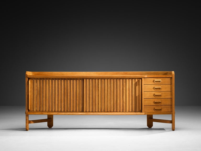 Guillerme & Chambron Sideboard in Solid Oak and Ceramic