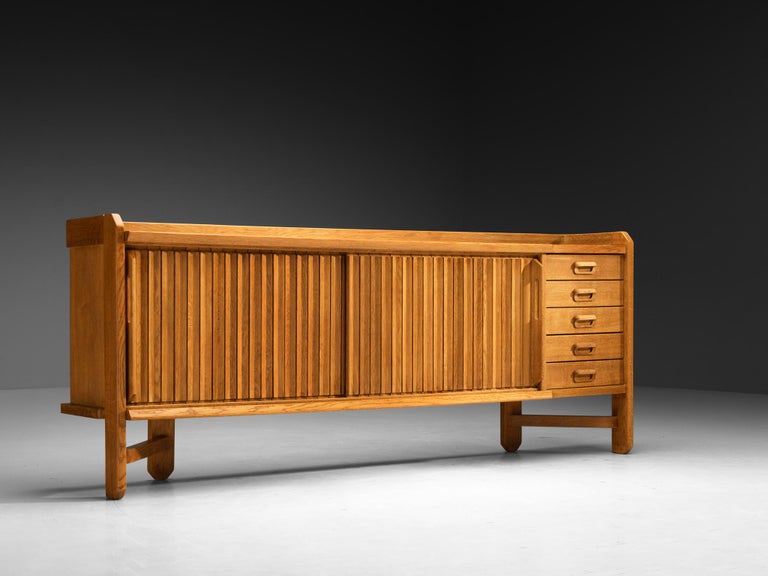 Guillerme & Chambron Sideboard in Solid Oak and Ceramic