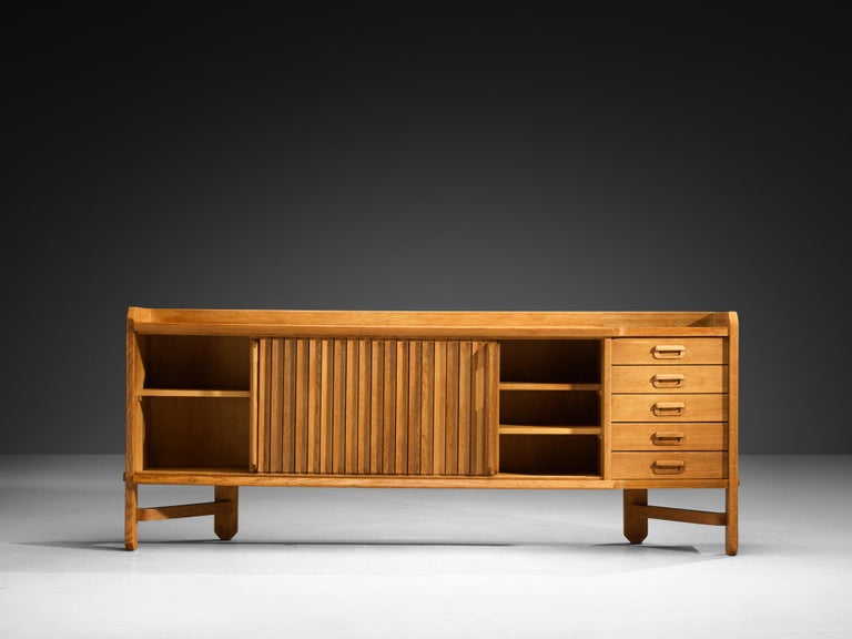 Guillerme & Chambron Sideboard in Solid Oak and Ceramic