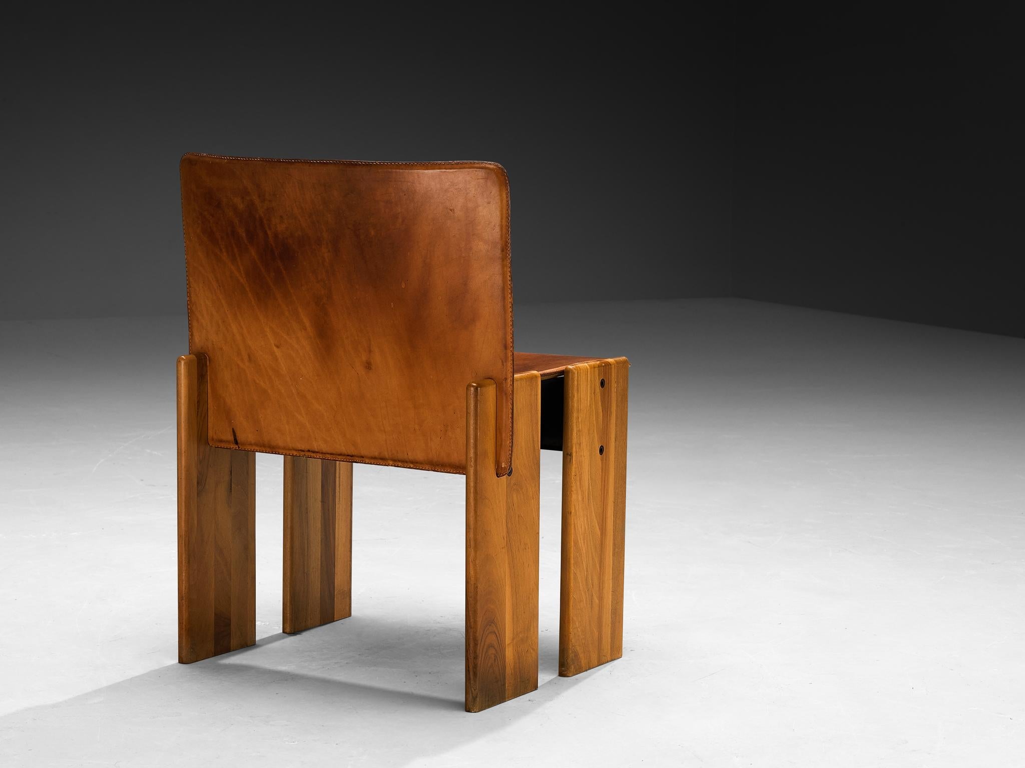 Barsacchi & Vegni 'Avila' Dining Chairs in Walnut and Cognac Leather