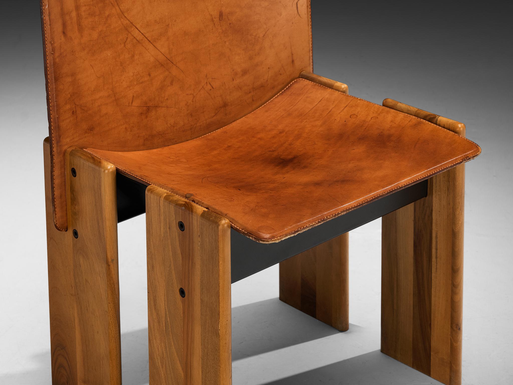 Barsacchi & Vegni 'Avila' Dining Chairs in Walnut and Cognac Leather