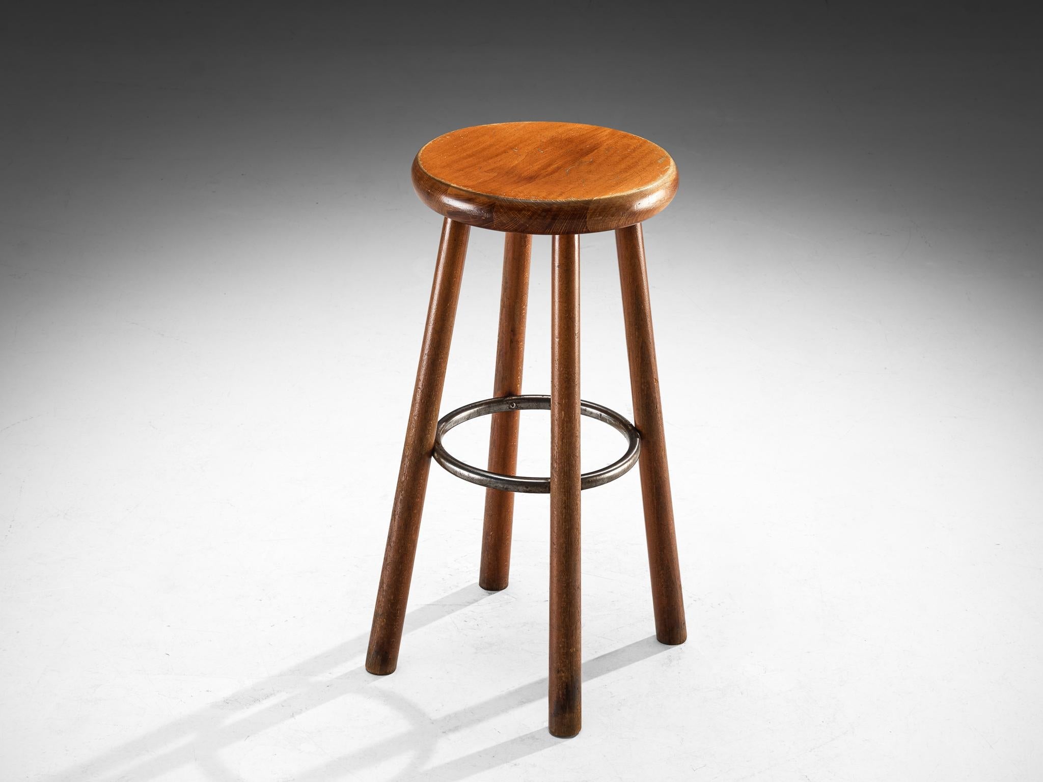 Sturdy Mid-century Bar Stools in Solid Wood