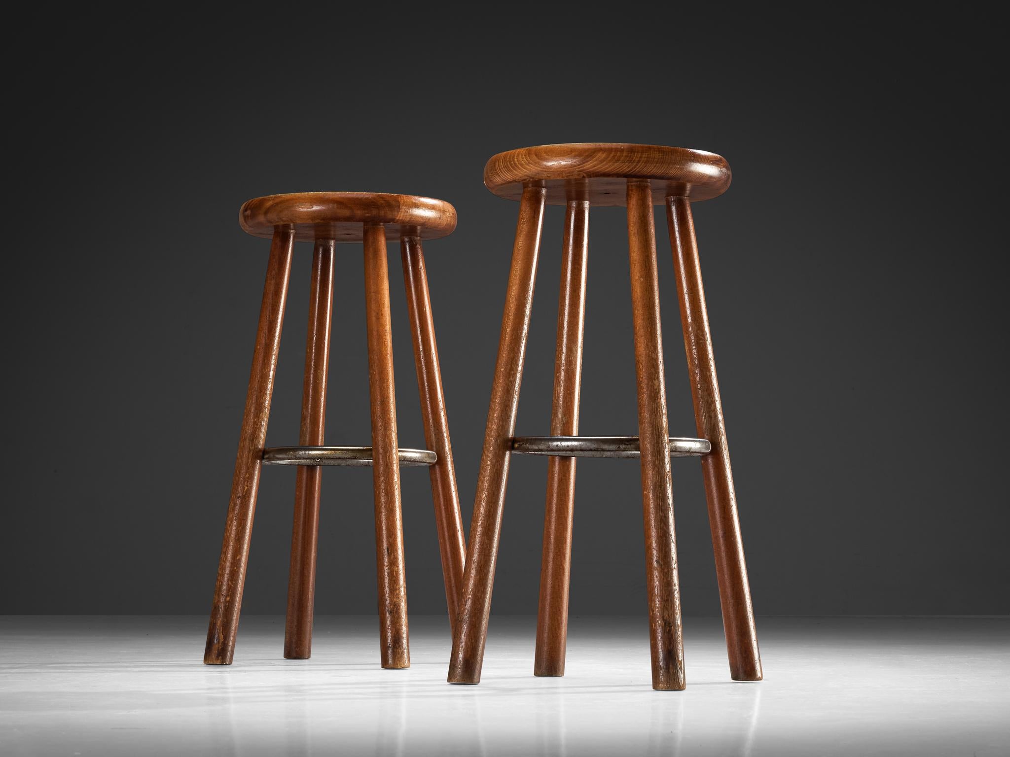 Sturdy Mid-century Bar Stools in Solid Wood