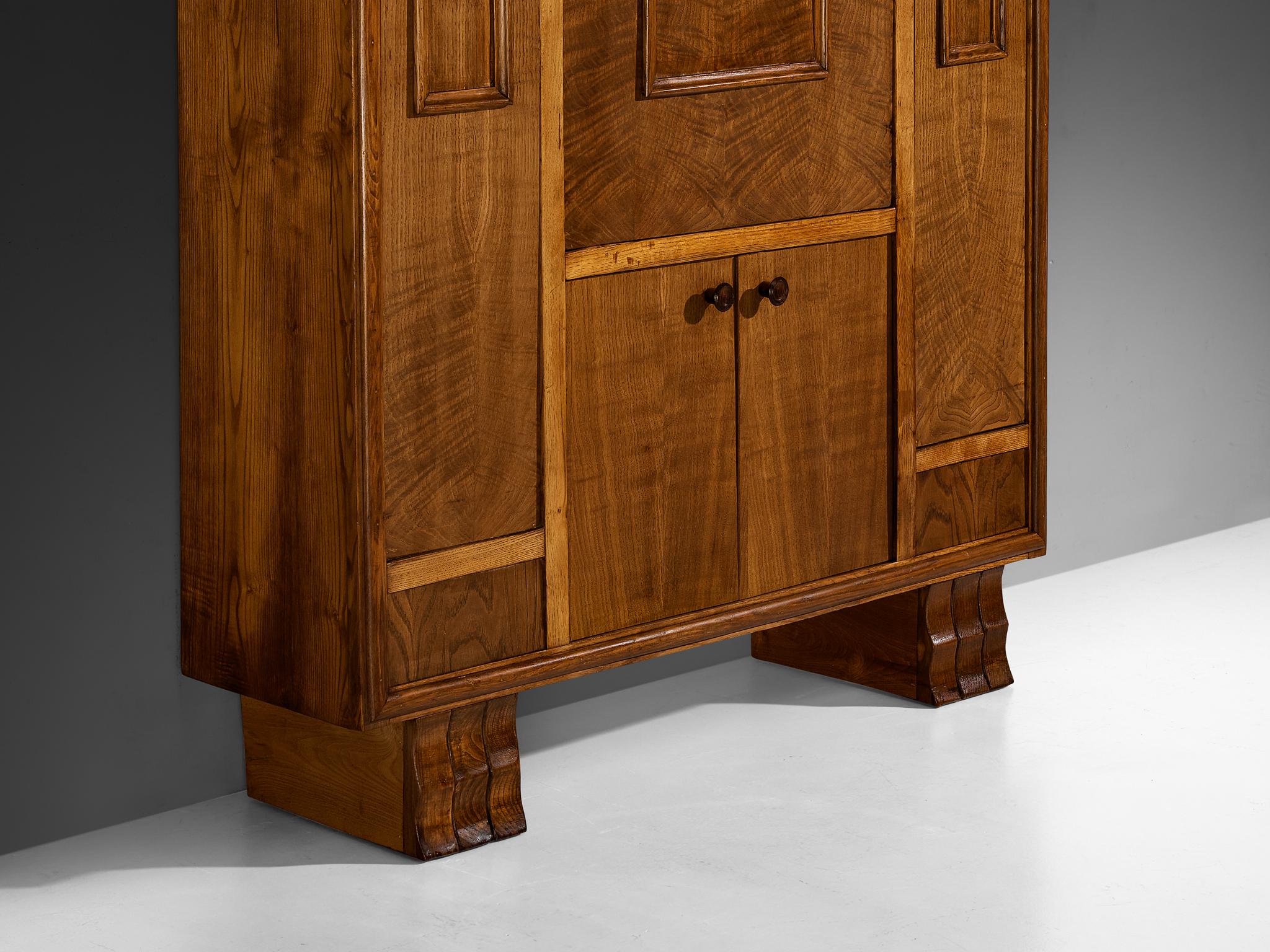 Art Deco Italian Fold-Out Cabinet with Table and Benches in Chestnut