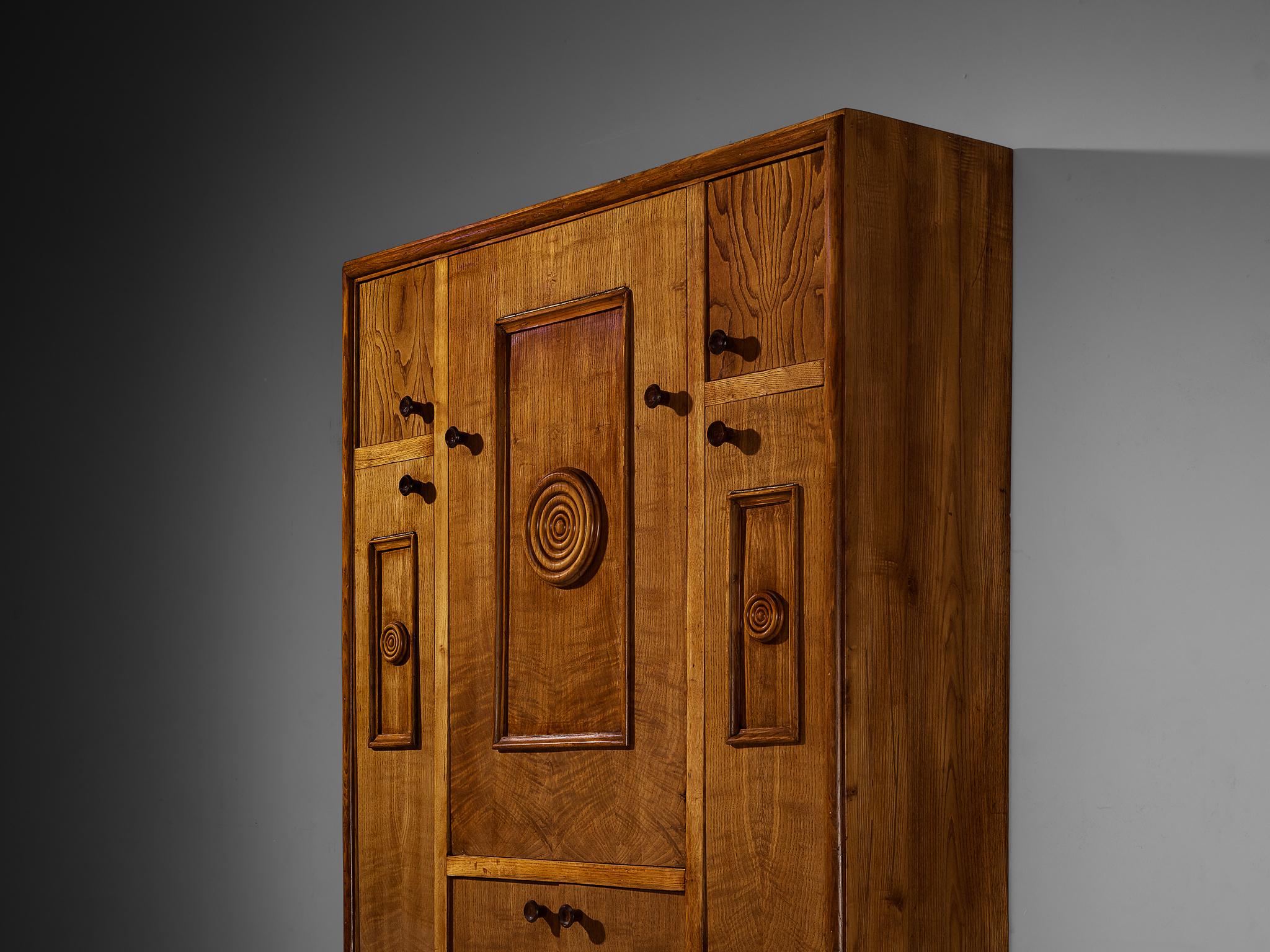 Art Deco Italian Fold-Out Cabinet with Table and Benches in Chestnut