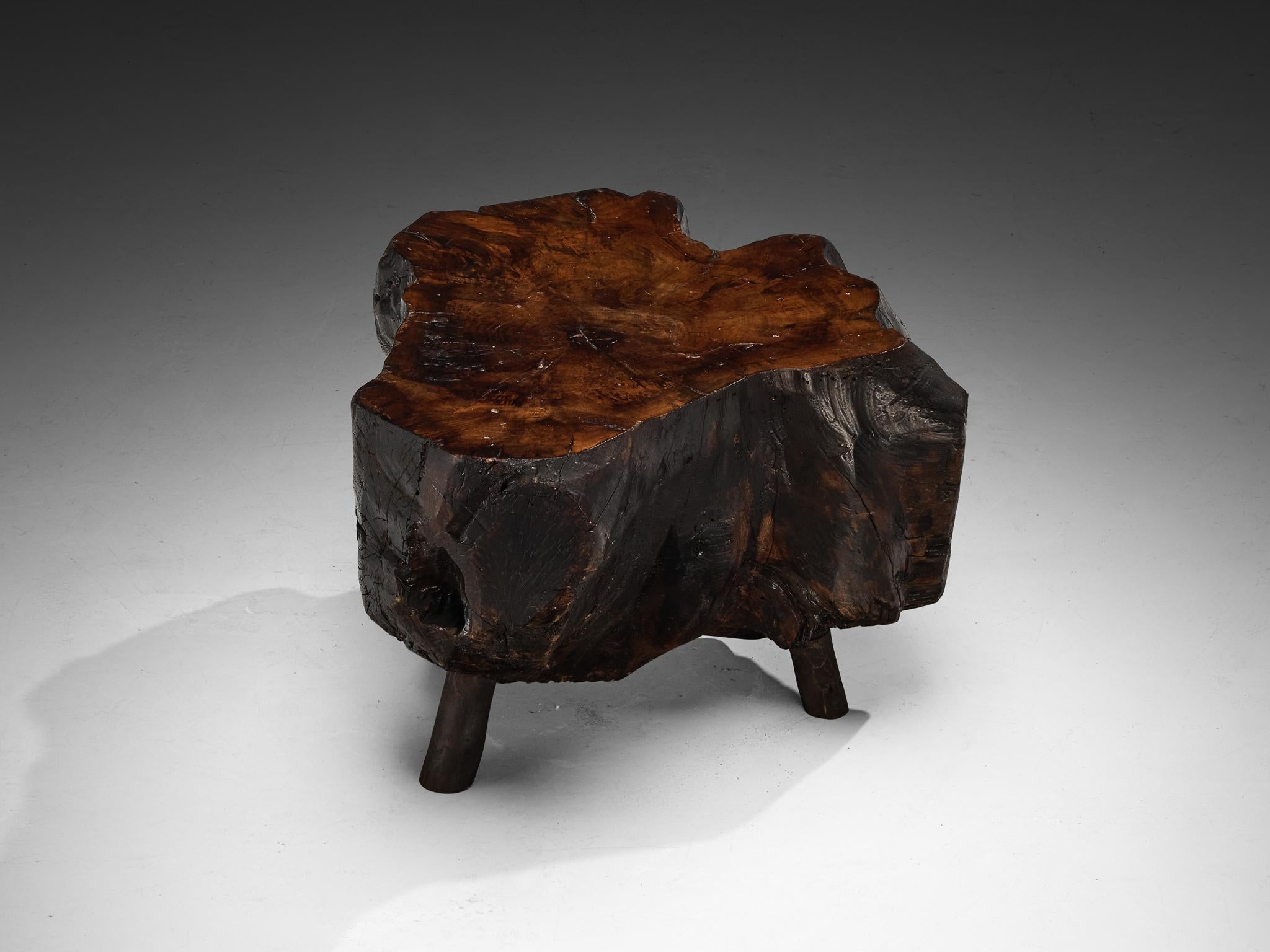 Naturalistic Tree Slab Low Table and Stools