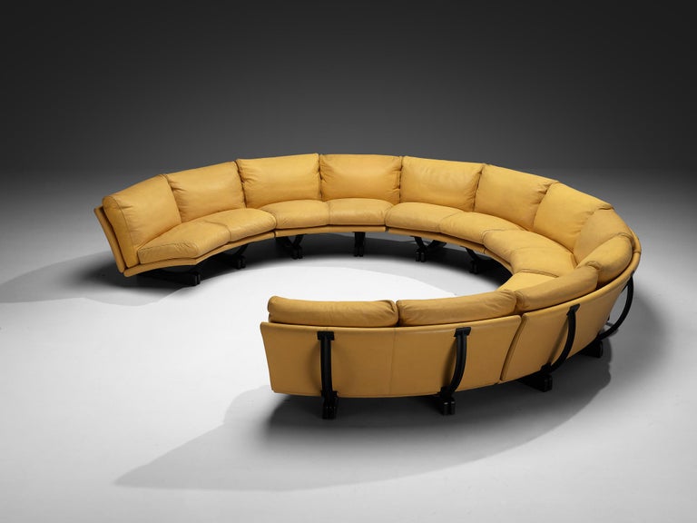 Tito Agnoli for Poltrona Frau 'Walse' Sectional Sofa in Yellow Leather