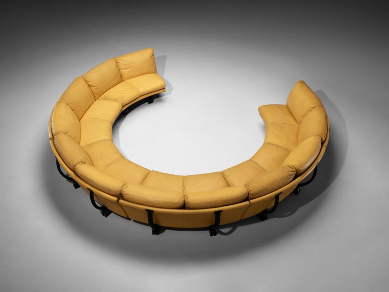 Tito Agnoli for Poltrona Frau 'Walse' Sectional Sofa in Yellow Leather