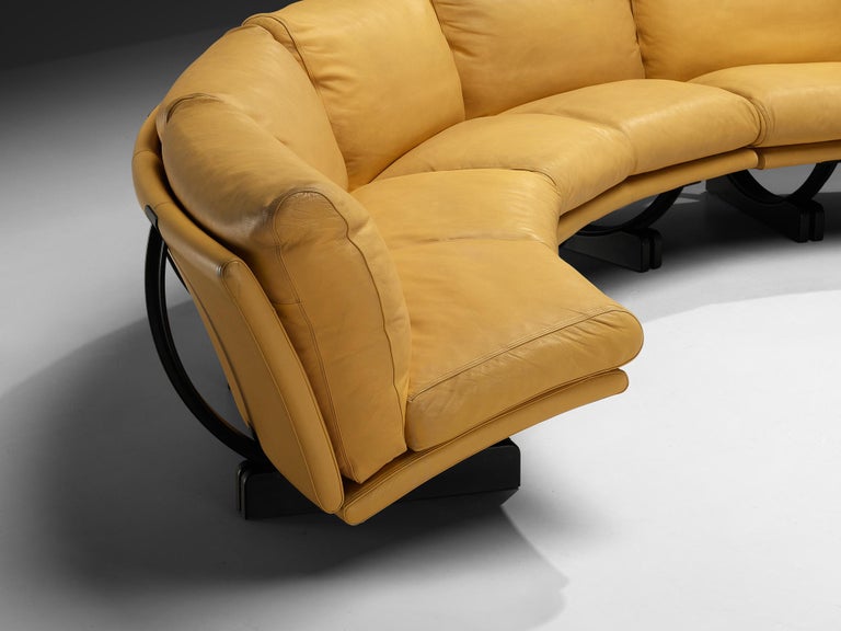 Tito Agnoli for Poltrona Frau 'Walse' Sectional Sofa in Yellow Leather