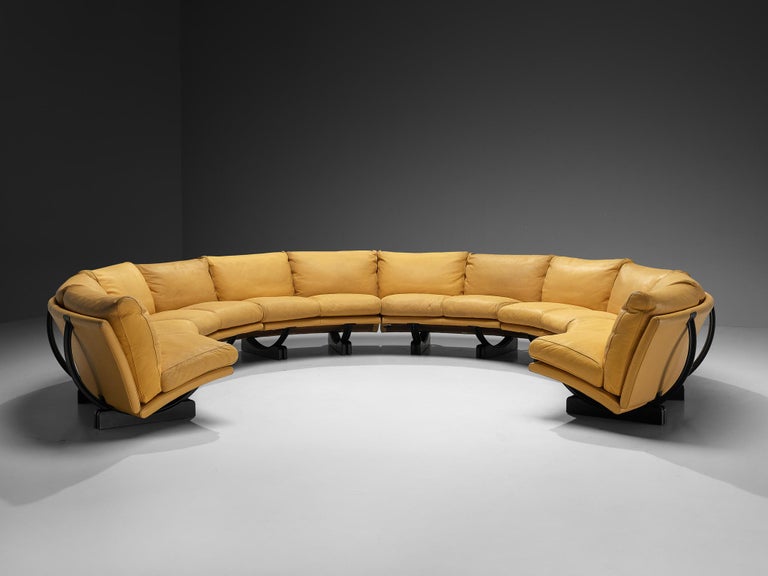 Tito Agnoli for Poltrona Frau 'Walse' Sectional Sofa in Yellow Leather