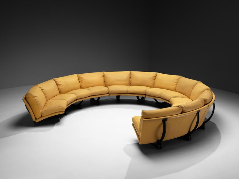 Tito Agnoli for Poltrona Frau 'Walse' Sectional Sofa in Yellow Leather