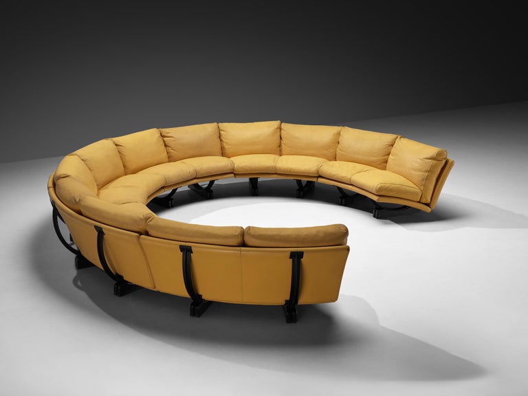 Tito Agnoli for Poltrona Frau 'Walse' Sectional Sofa in Yellow Leather