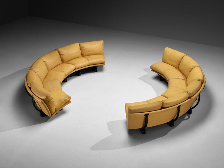 Tito Agnoli for Poltrona Frau 'Walse' Sectional Sofa in Yellow Leather