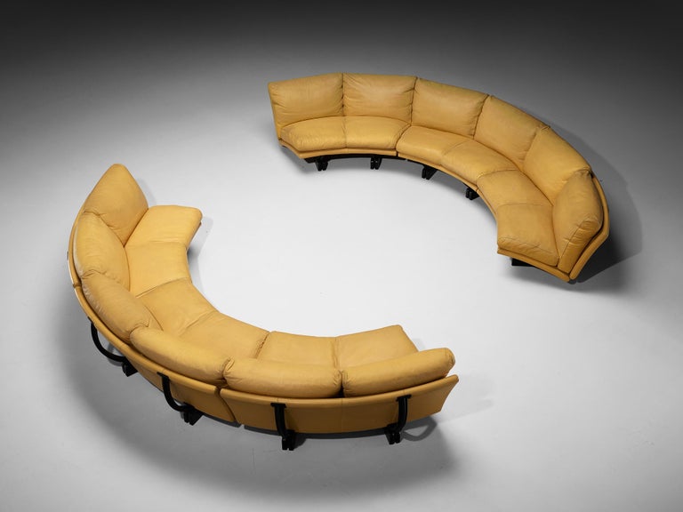 Tito Agnoli for Poltrona Frau 'Walse' Sectional Sofa in Yellow Leather