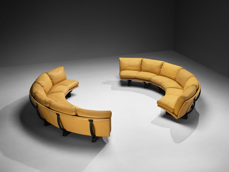 Tito Agnoli for Poltrona Frau 'Walse' Sectional Sofa in Yellow Leather