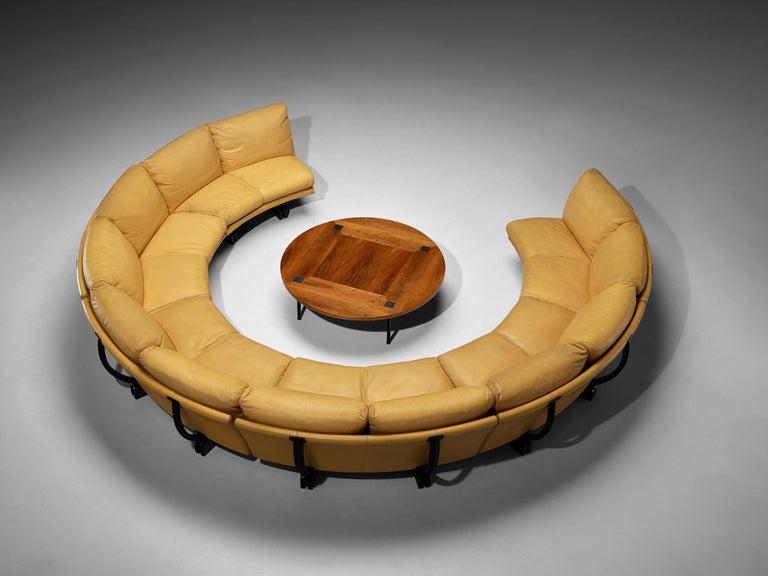 Tito Agnoli for Poltrona Frau 'Walse' Sectional Sofa in Yellow Leather