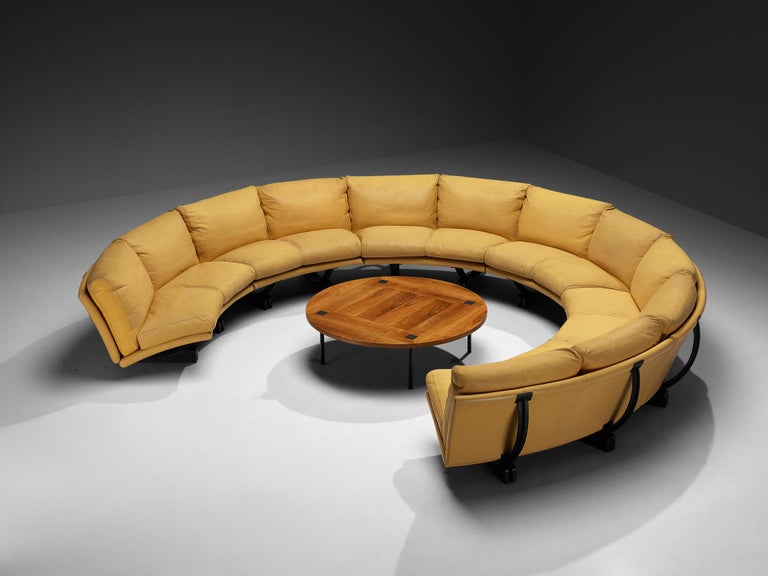 Tito Agnoli for Poltrona Frau 'Walse' Sectional Sofa in Yellow Leather