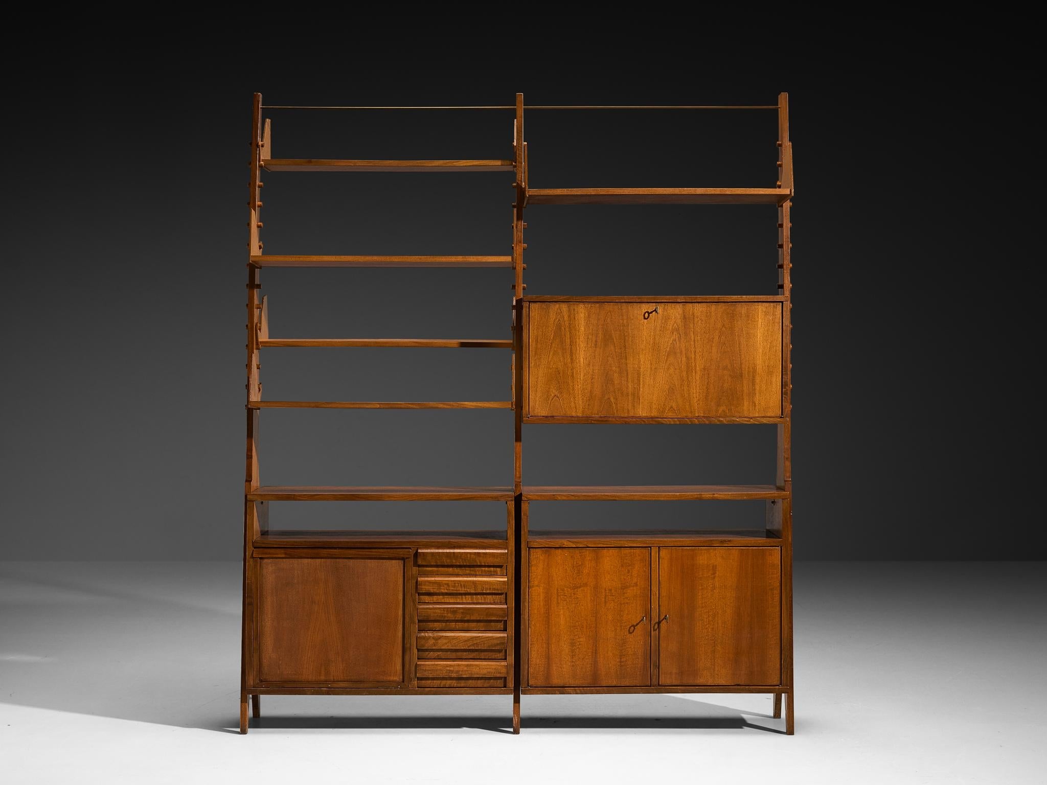 Pierluigi Spadolini Modular Bookcase in Walnut 1950s