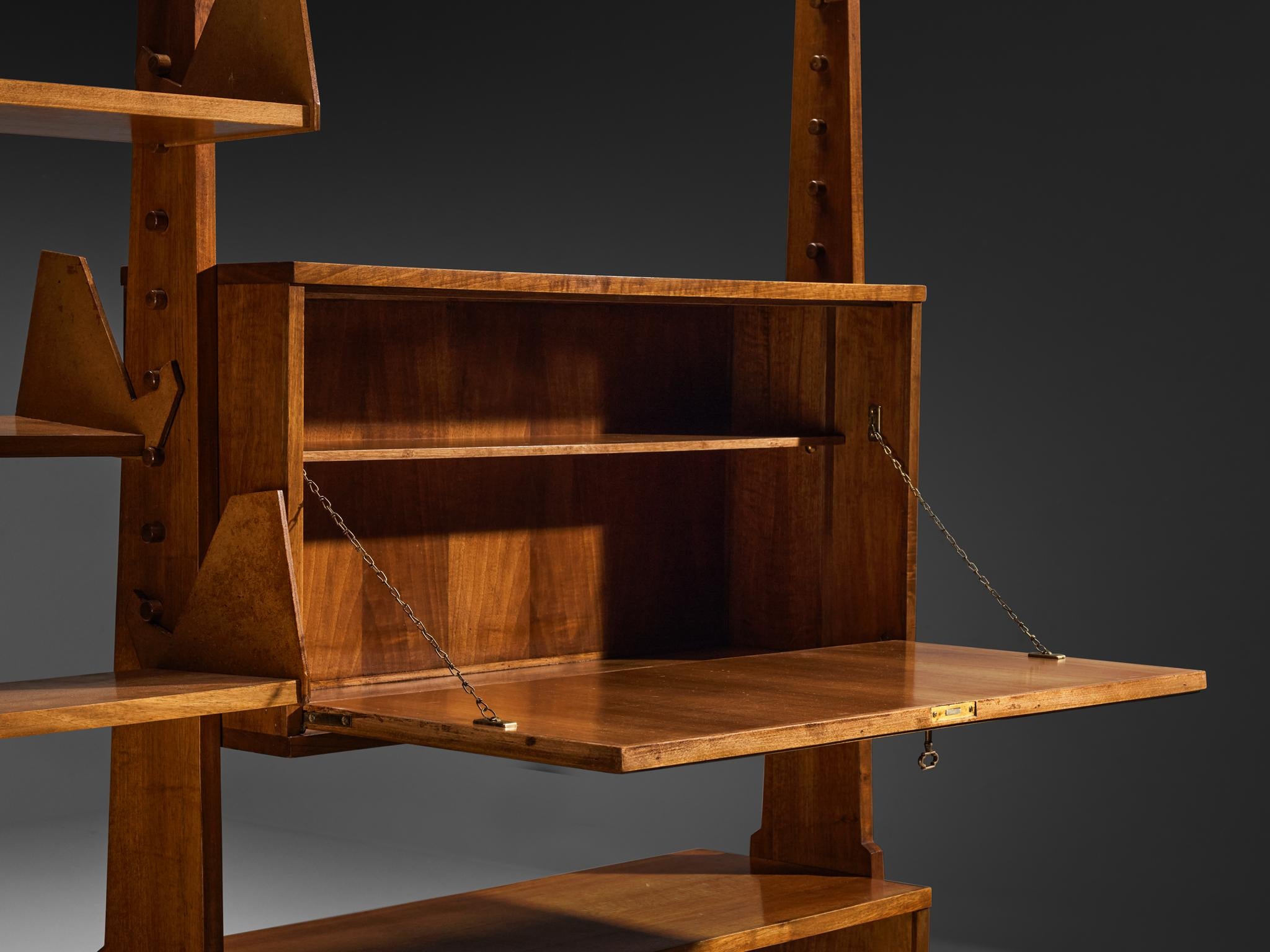 Pierluigi Spadolini Modular Bookcase in Walnut 1950s