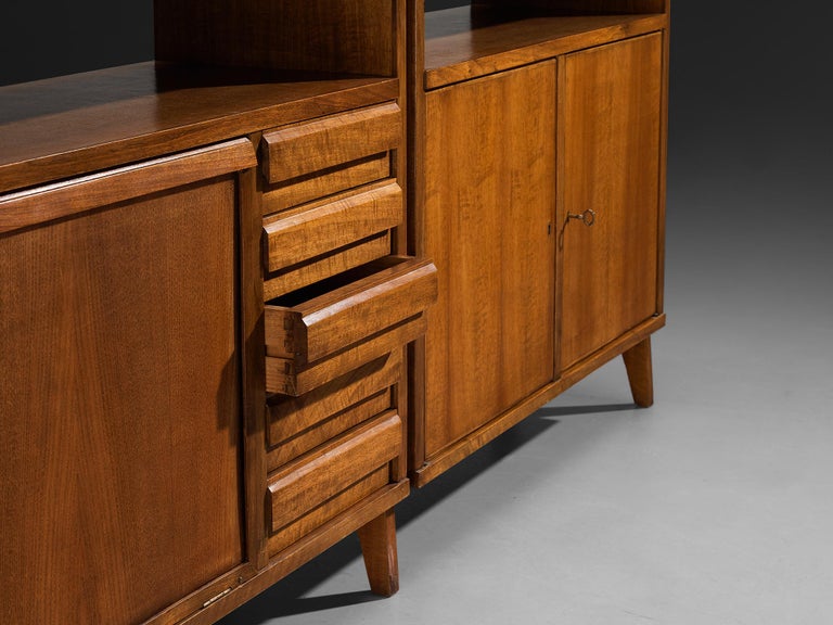 Pierluigi Spadolini Modular Bookcase in Walnut 1950s