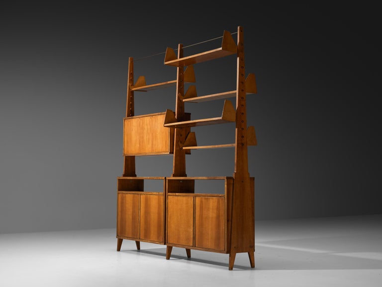 Pierluigi Spadolini Modular Bookcase in Walnut 1950s