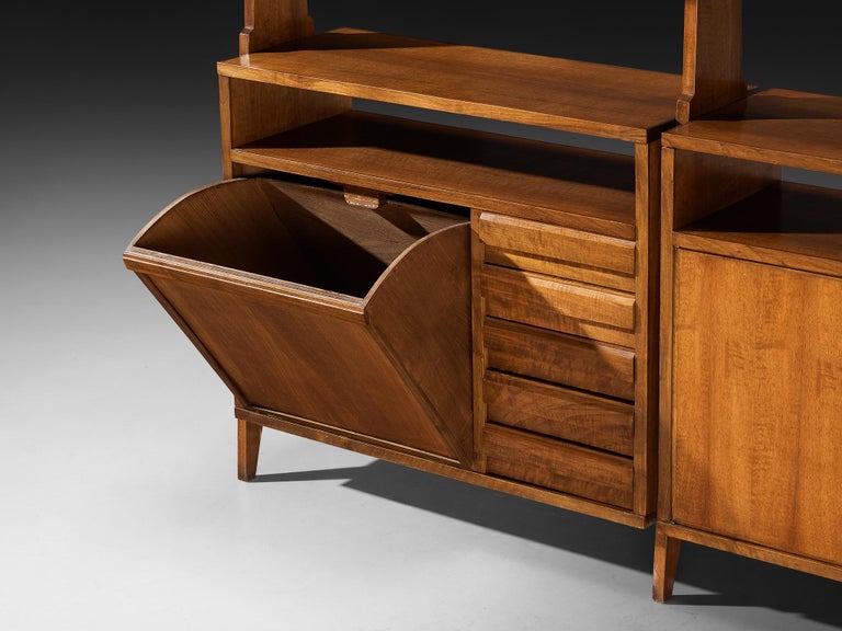 Pierluigi Spadolini Modular Bookcase in Walnut 1950s