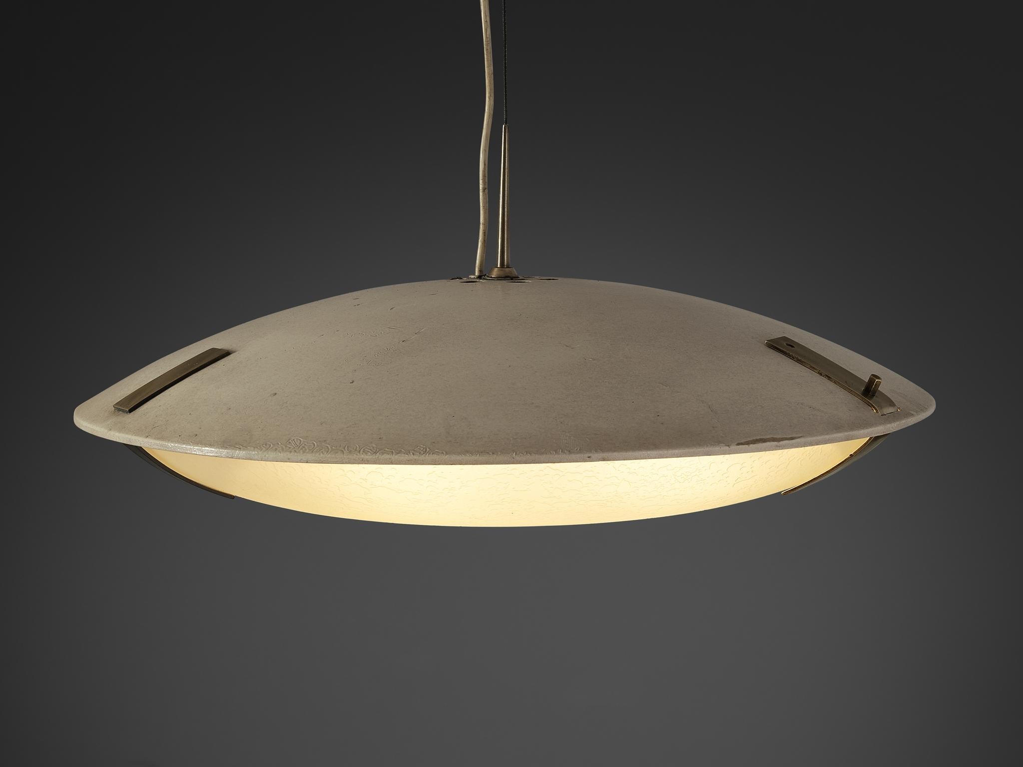 Stilnovo Pendant '1140' in Aluminium, Brass and Glass