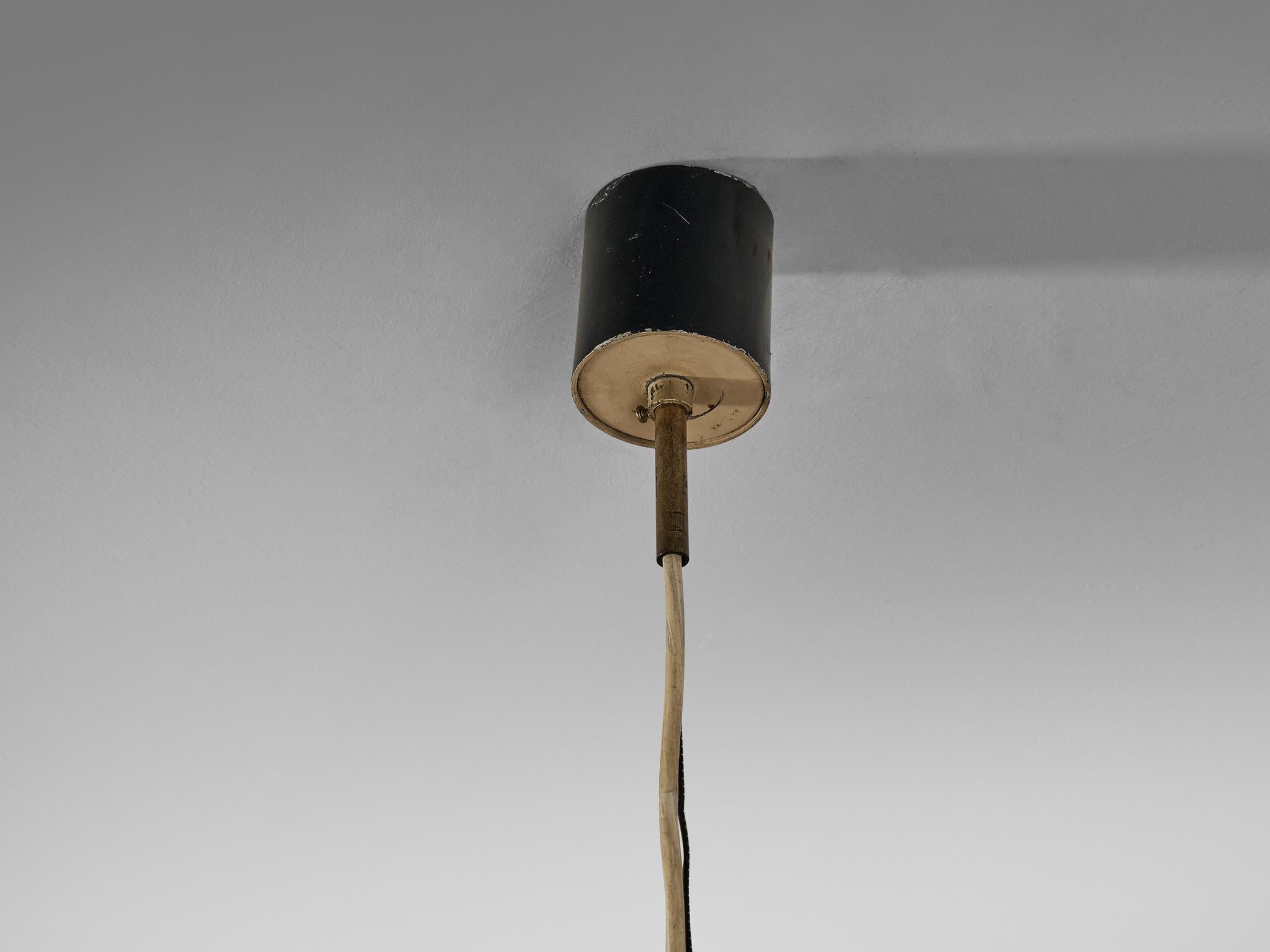 Stilnovo Pendant '1140' in Aluminium, Brass and Glass