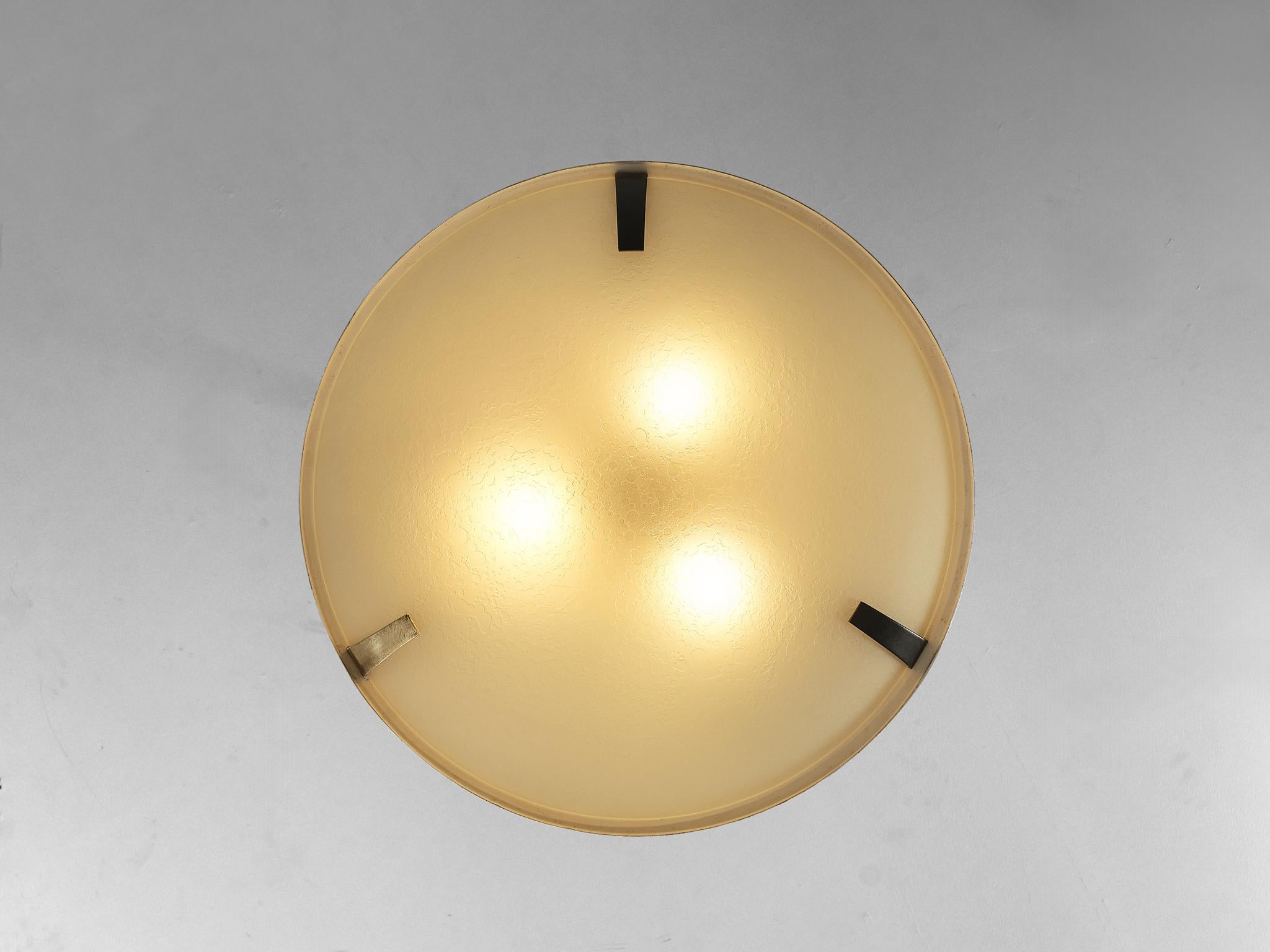 Stilnovo Pendant '1140' in Aluminium, Brass and Glass