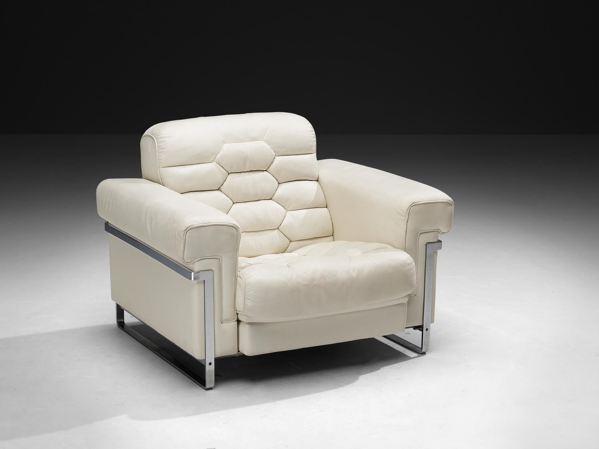 Robert Haussmann for De Sede 'DS-P' Lounge Chair in White Leather