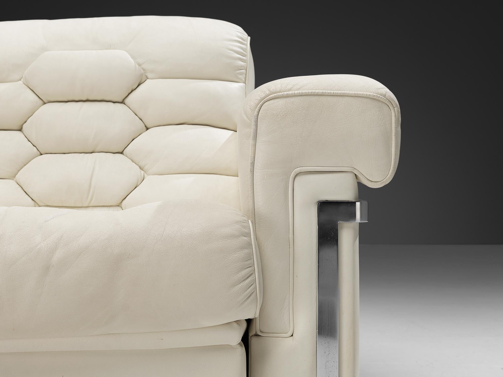 Robert Haussmann for De Sede 'DS-P' Pair of Lounge Chairs in White Leather