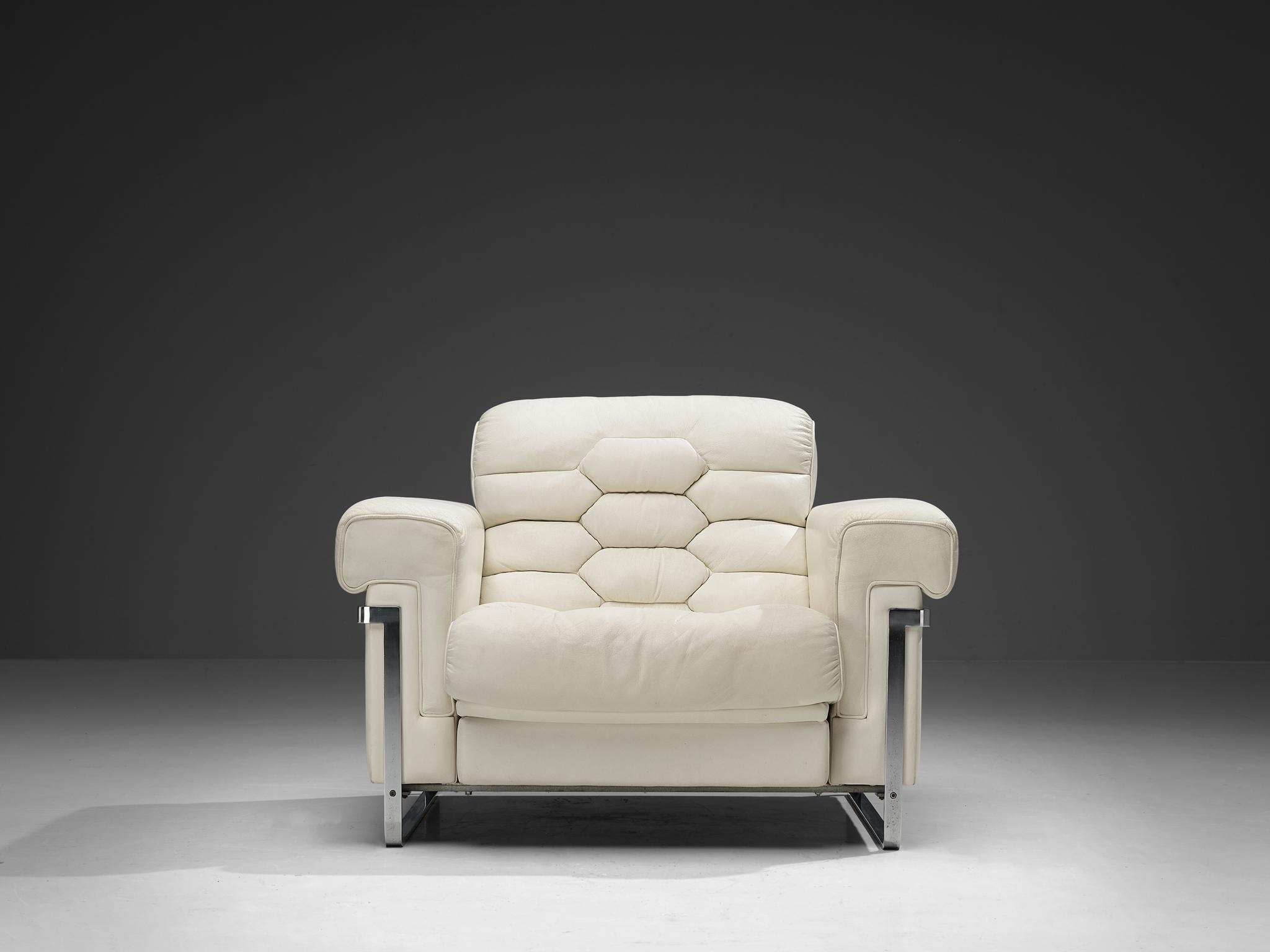 Robert Haussmann for De Sede 'DS-P' Pair of Lounge Chairs in White Leather