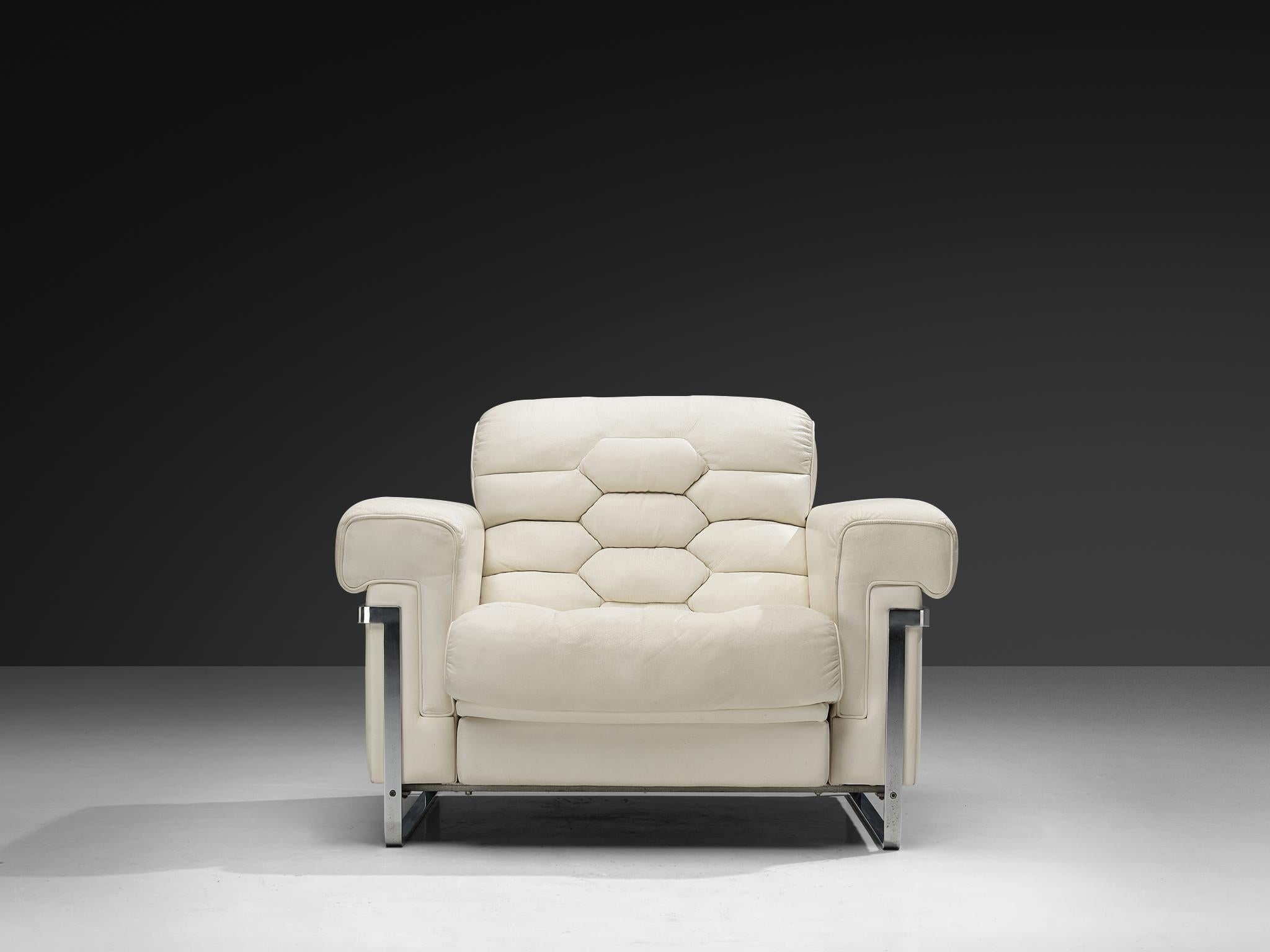 Robert Haussmann for De Sede 'DS-P' Lounge Chair in White Leather