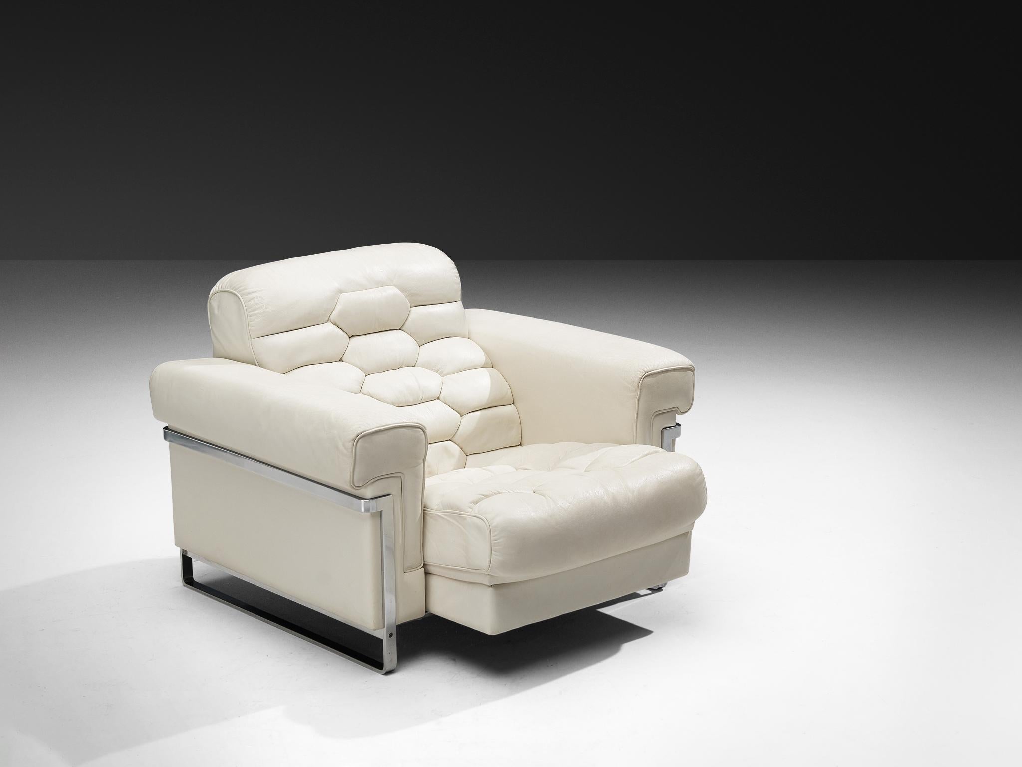 Robert Haussmann for De Sede 'DS-P' Lounge Chair in White Leather