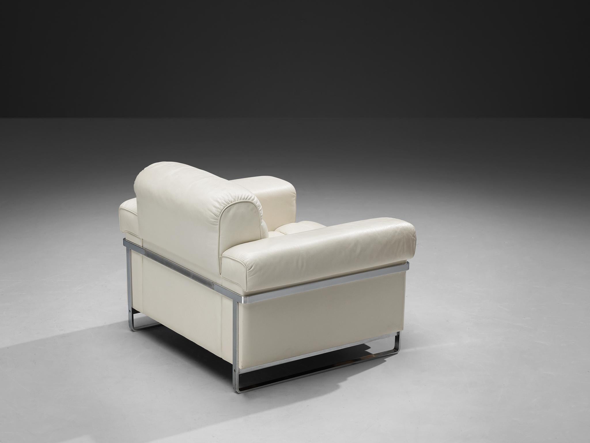 Robert Haussmann for De Sede 'DS-P' Pair of Lounge Chairs in White Leather