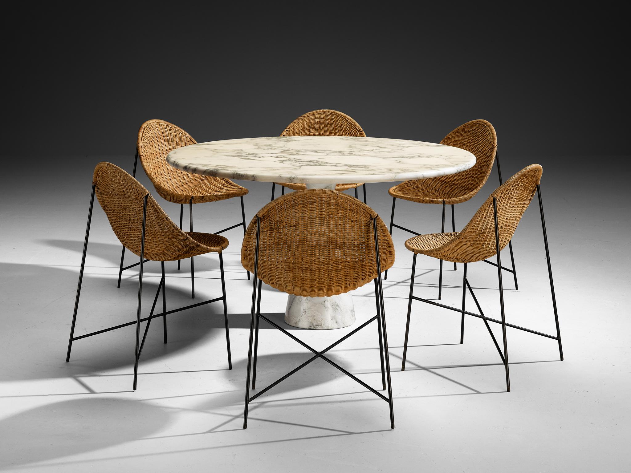 Georges and Hermine Laurent Chairs with Angelo Mangiarotti M1 Dining Table