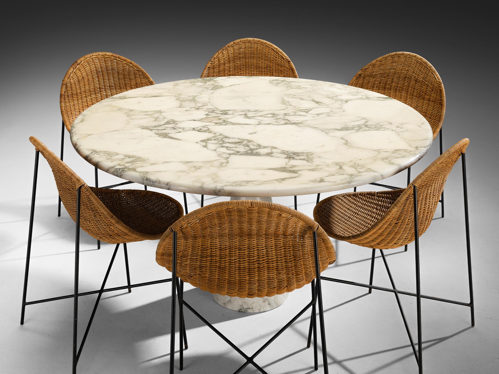 Georges and Hermine Laurent Chairs with Angelo Mangiarotti M1 Dining Table