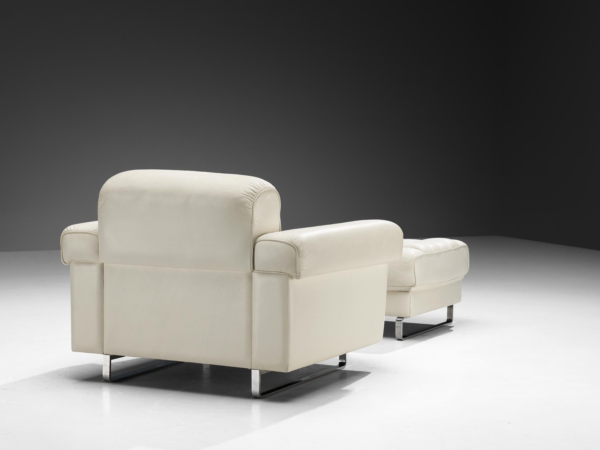 Robert Haussmann for De Sede 'DS-P' Lounge Chair with Ottoman in Leather