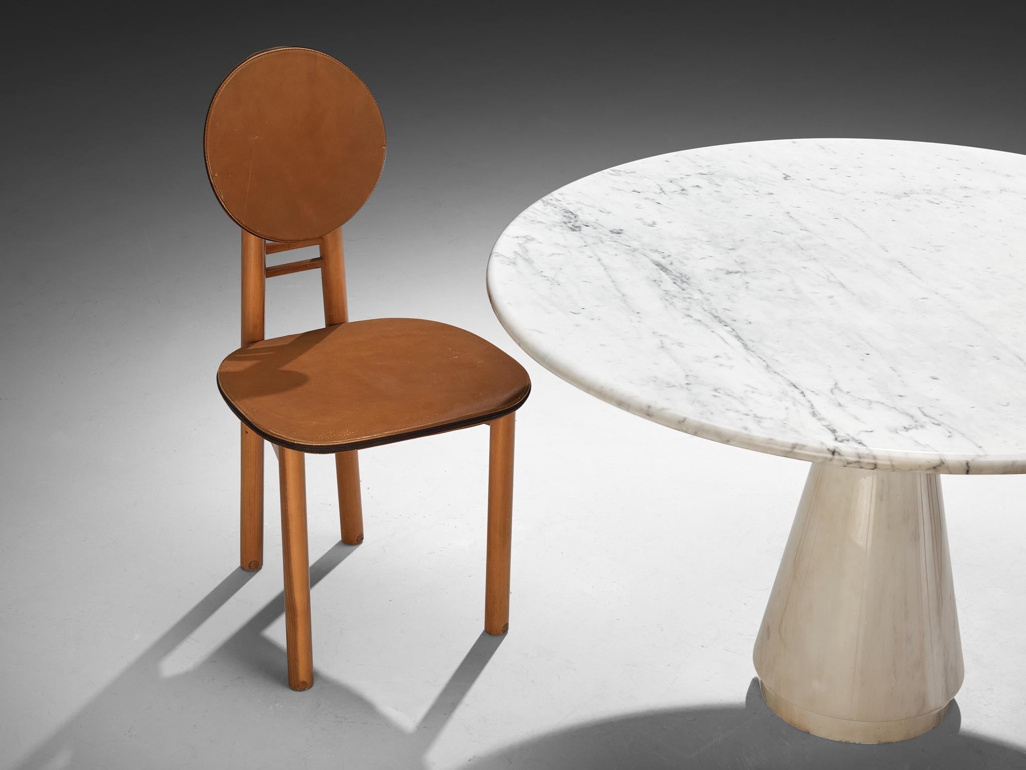 Italian Postmodern Dining Set Marble Table and Mobil Girgi Chairs