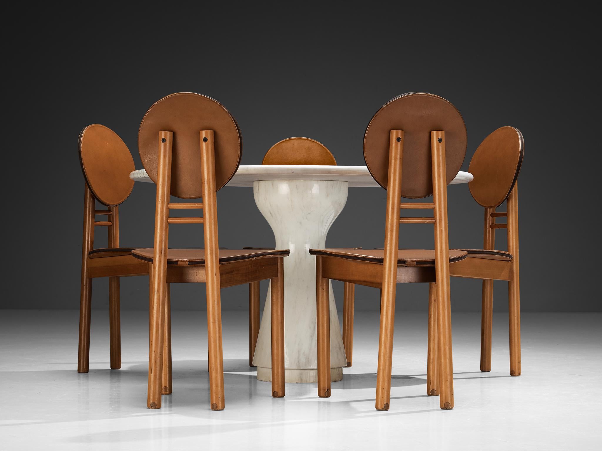 Italian Postmodern Dining Set Marble Table and Mobil Girgi Chairs