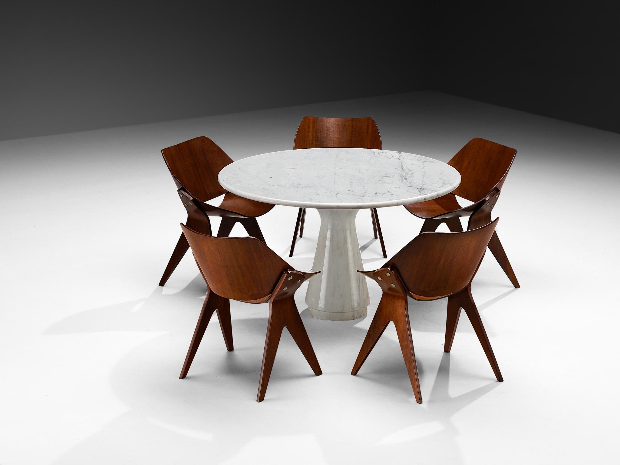 Italian Dining Set with Gianni Moscatelli Chairs and Round Marble Table