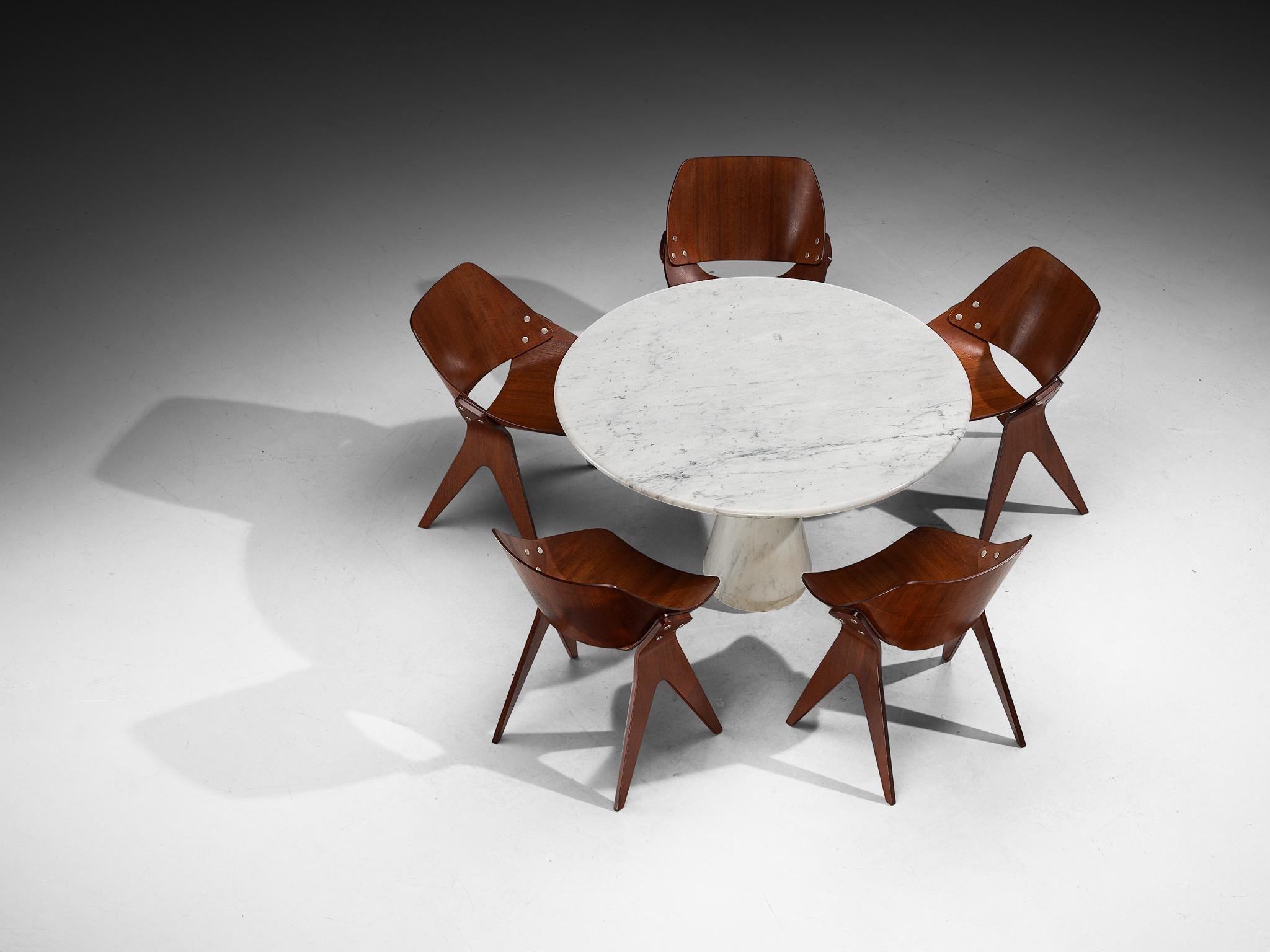 Italian Dining Set with Gianni Moscatelli Chairs and Round Marble Table