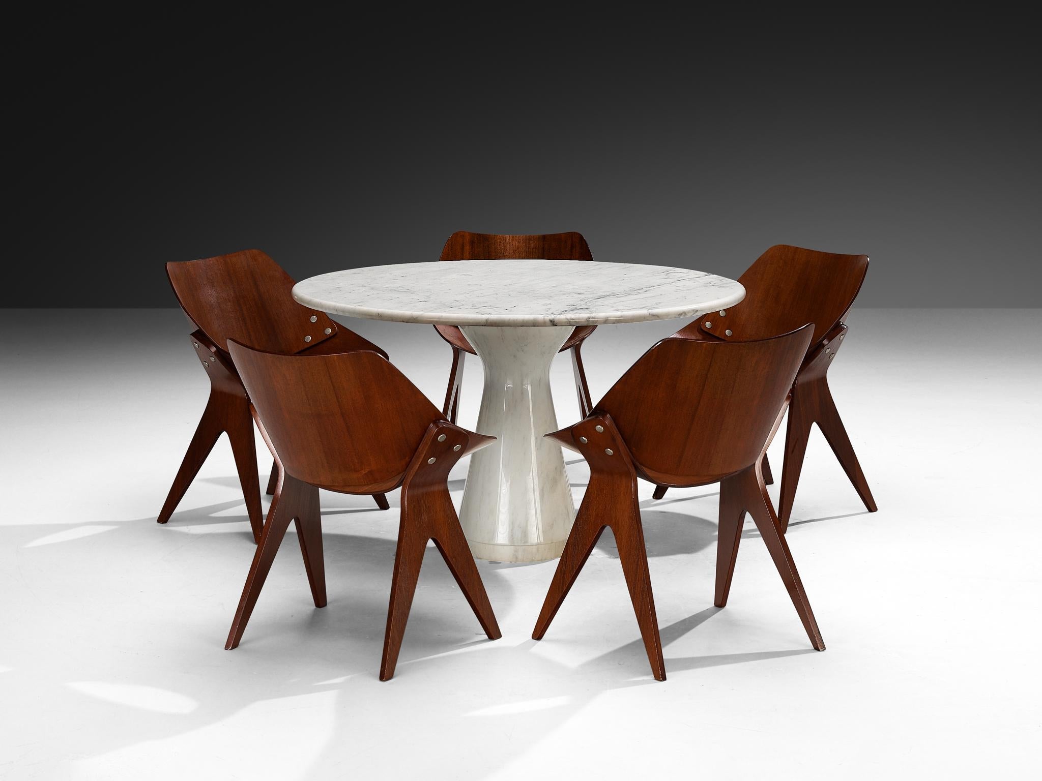 Italian Dining Set with Gianni Moscatelli Chairs and Round Marble Table