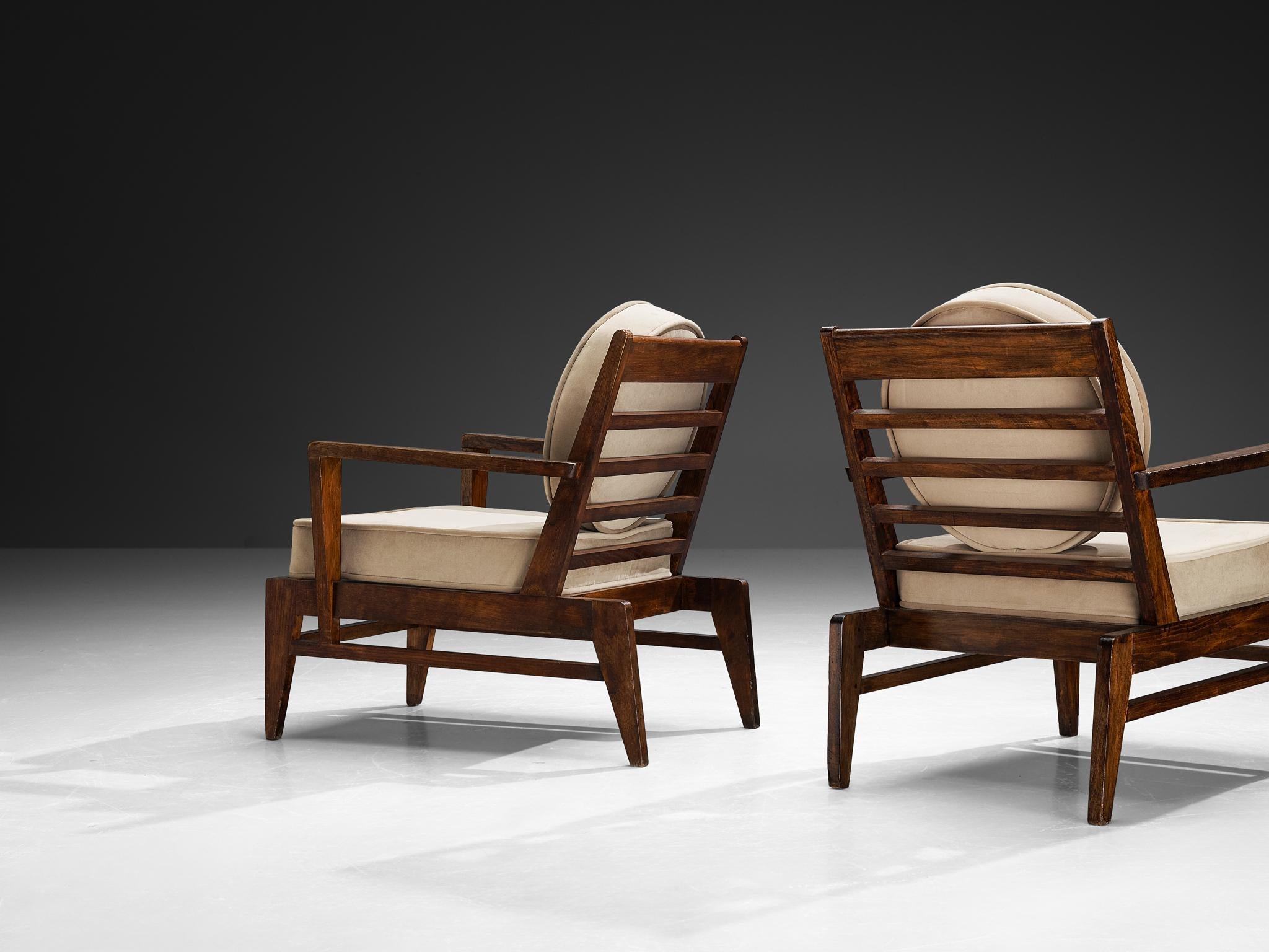 René Gabriel for Lieuvin 'RG178' Lounge Chairs in Solid Wood