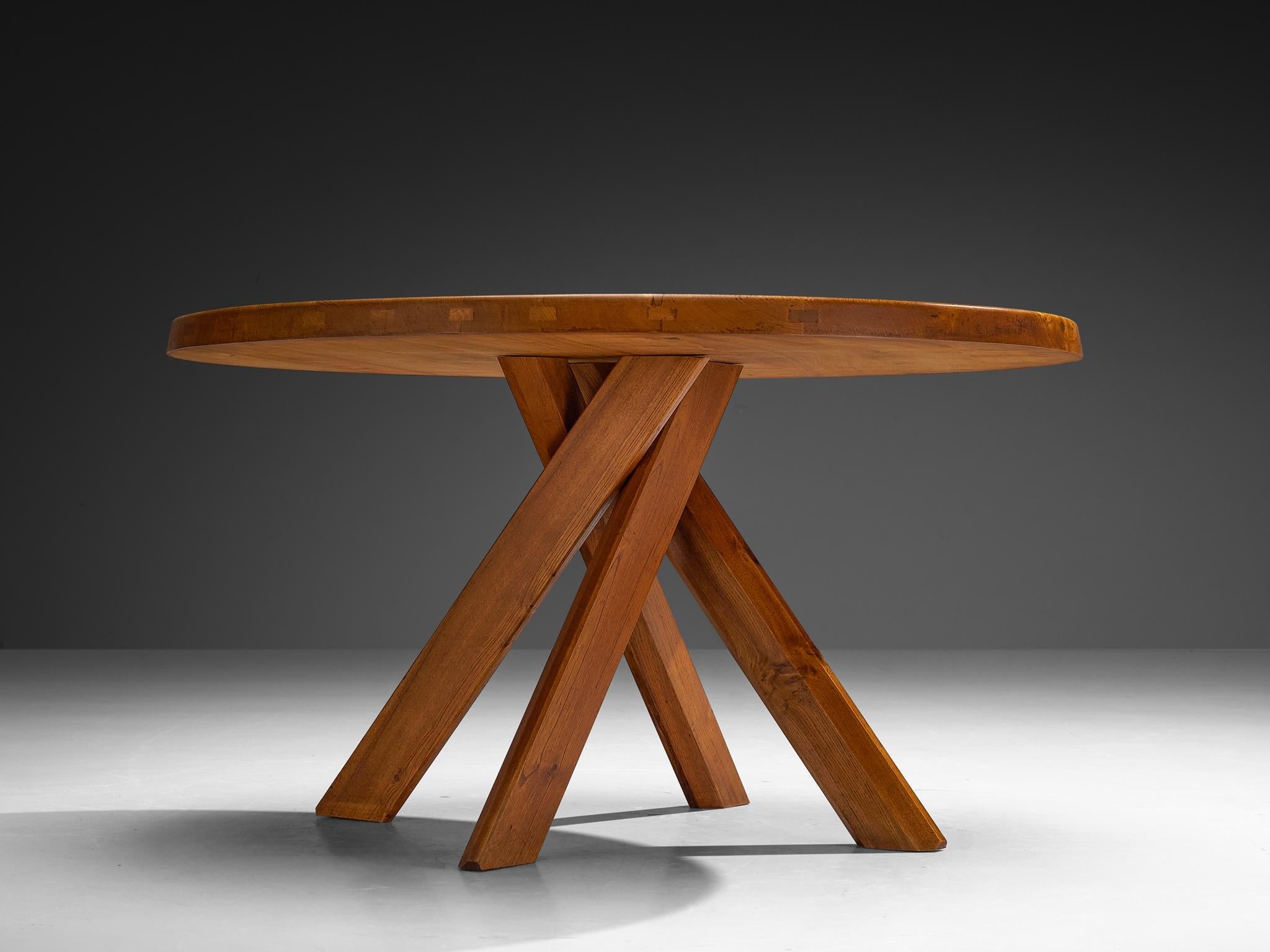 Early Pierre Chapo 'Sfax' T21 B Dining Table in Solid Elm