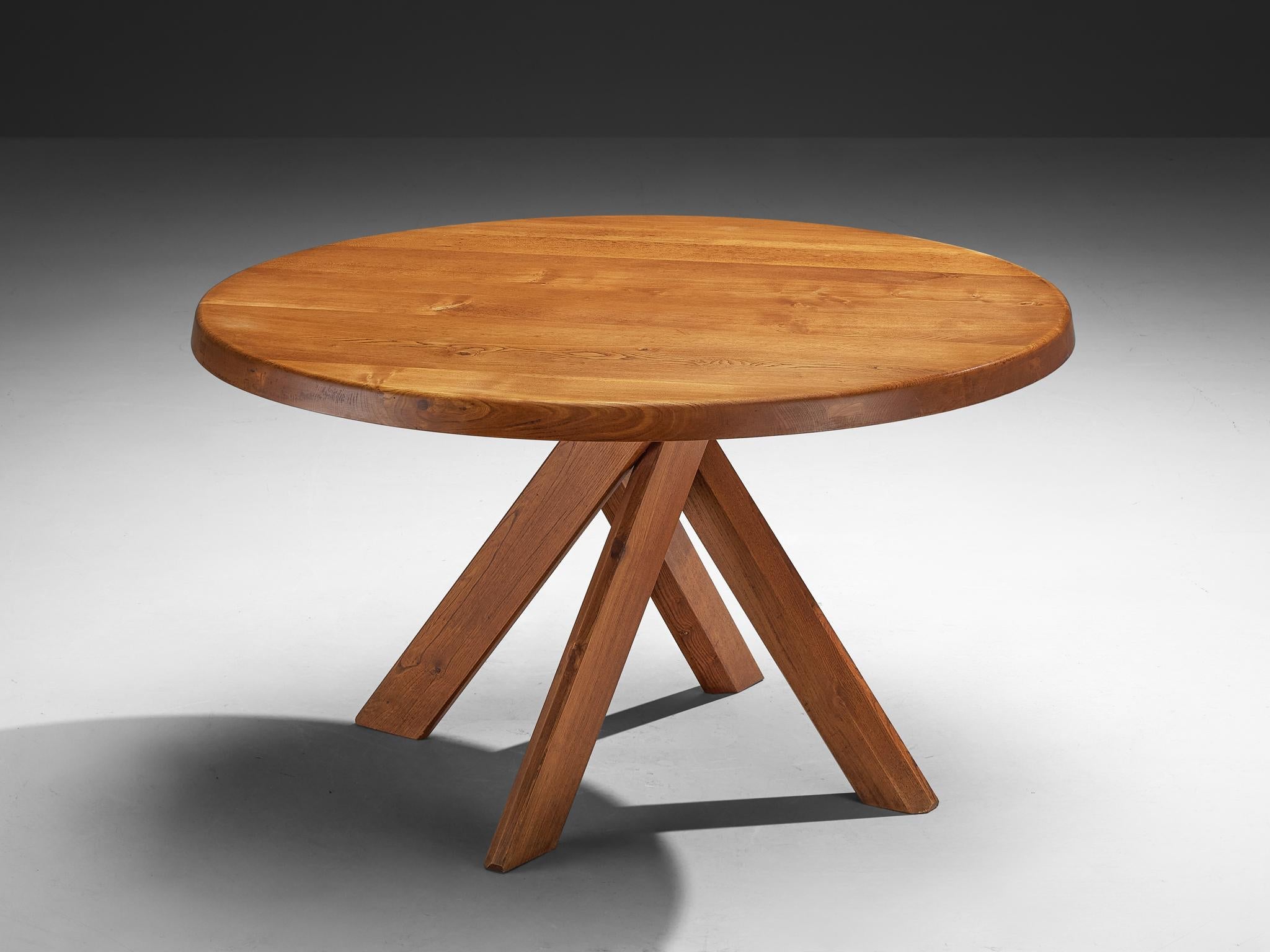 Early Pierre Chapo 'Sfax' T21 B Dining Table in Solid Elm