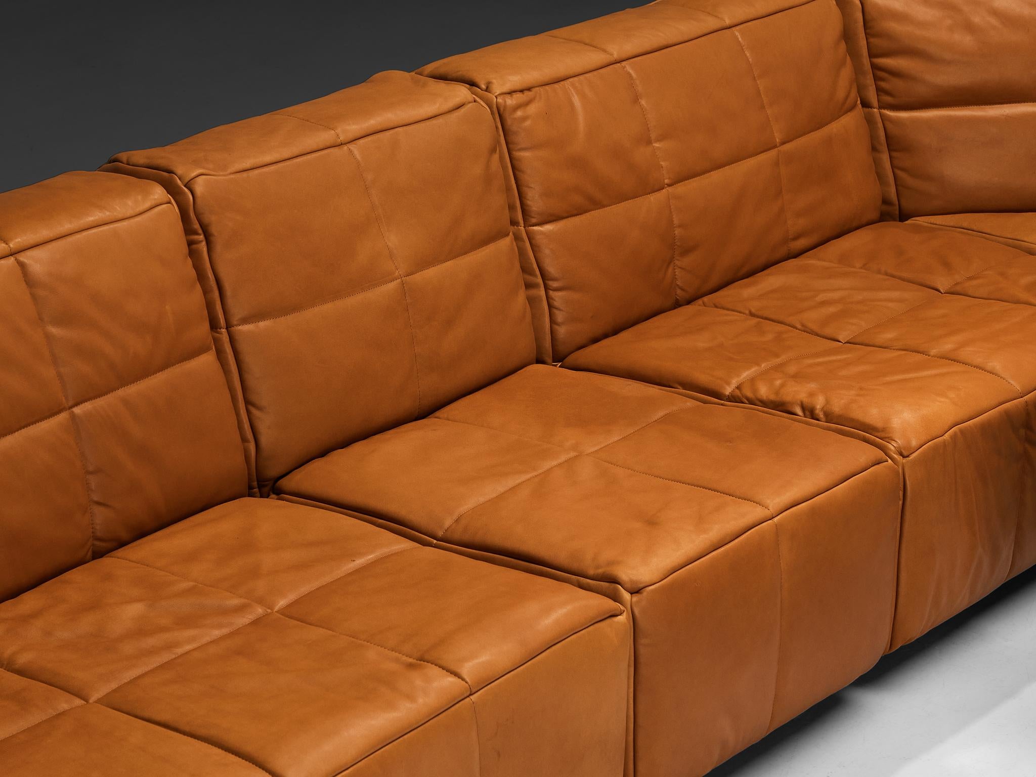 Hans Hopfer for Wiener Werkstätte Castell Sectional Sofa in Cognac Leather