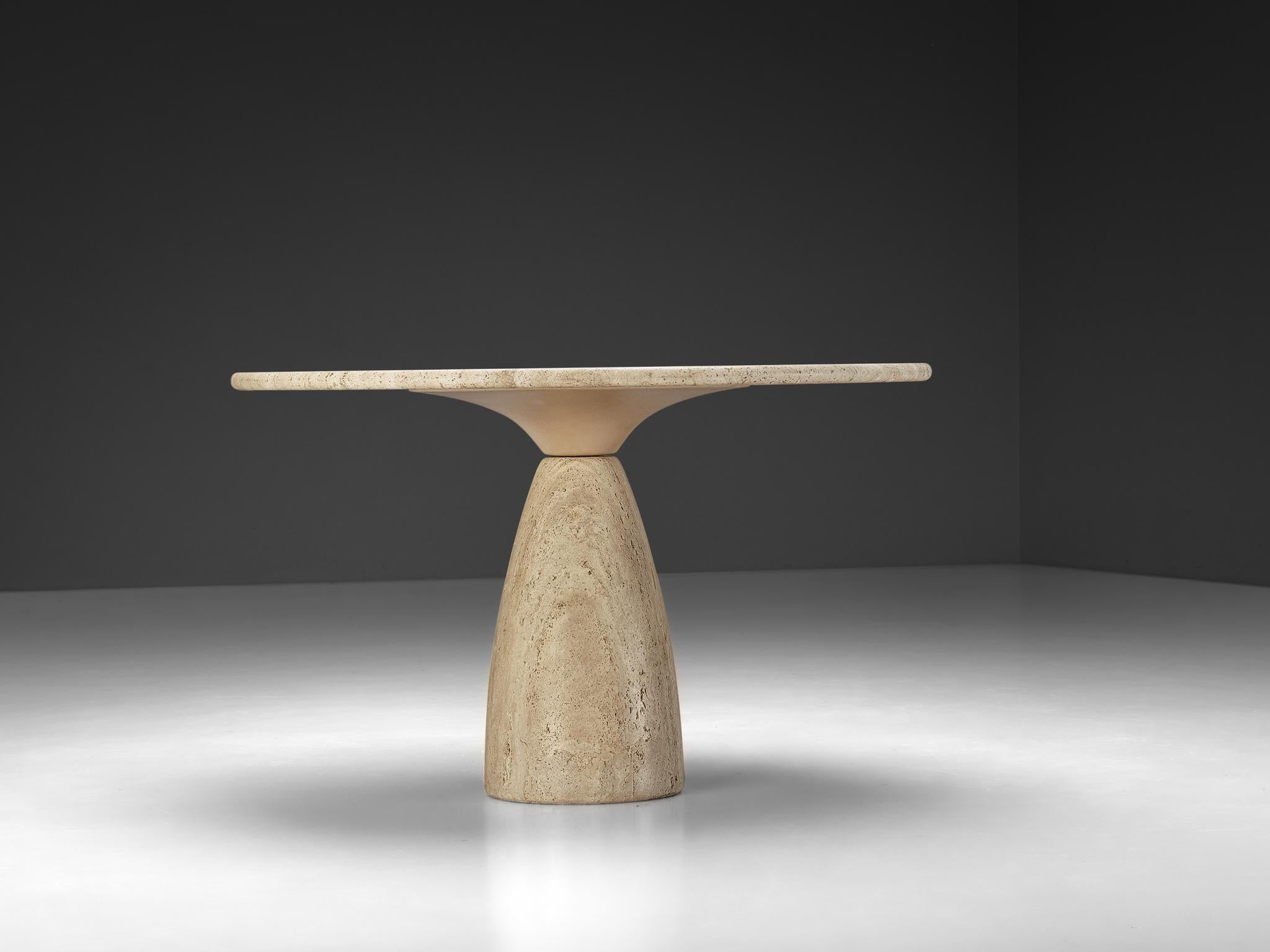 Peter Draenert Round Travertine Dining Table